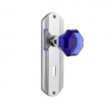 Nostalgic Warehouse 725390 - Nostalgic Warehouse Deco Plate with Keyhole Privacy Waldorf Cobalt Door Knob in Bright Chrome