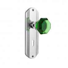 Nostalgic Warehouse 725404 - Nostalgic Warehouse Deco Plate with Keyhole Privacy Waldorf Emerald Door Knob in Bright Chrome