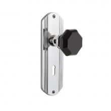 Nostalgic Warehouse 725405 - Nostalgic Warehouse Deco Plate with Keyhole Privacy Waldorf Black Door Knob in Bright Chrome