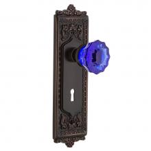 Nostalgic Warehouse 725483 - Nostalgic Warehouse Egg & Dart Plate with Keyhole Privacy Crystal Cobalt Glass Door Knob in Ti