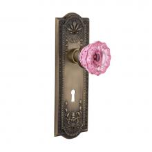 Nostalgic Warehouse 725550 - Nostalgic Warehouse Meadows Plate with Keyhole Privacy Crystal Pink Glass Door Knob in Antique Bra