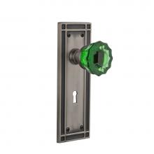 Nostalgic Warehouse 725653 - Nostalgic Warehouse Mission Plate with Keyhole Privacy Crystal Emerald Glass Door Knob in Antique