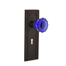 Nostalgic Warehouse 725664 - Nostalgic Warehouse Mission Plate with Keyhole Privacy Crystal Cobalt Glass Door Knob in Oil-Rubbe