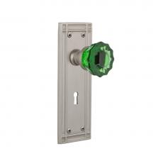 Nostalgic Warehouse 725668 - Nostalgic Warehouse Mission Plate with Keyhole Privacy Crystal Emerald Glass Door Knob in Satin Ni