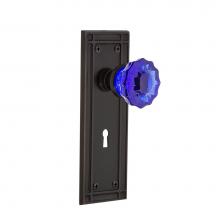 Nostalgic Warehouse 725670 - Nostalgic Warehouse Mission Plate with Keyhole Privacy Crystal Cobalt Glass Door Knob in Timeless