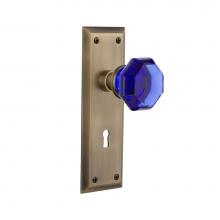 Nostalgic Warehouse 725772 - Nostalgic Warehouse New York Plate with Keyhole Privacy Waldorf Cobalt Door Knob in Antique Brass