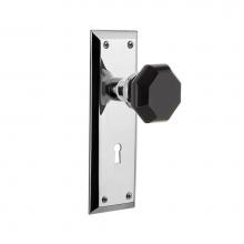 Nostalgic Warehouse 725783 - Nostalgic Warehouse New York Plate with Keyhole Privacy Waldorf Black Door Knob in Bright Chrome