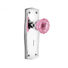 Nostalgic Warehouse 725830 - Nostalgic Warehouse Prairie Plate with Keyhole Privacy Crystal Pink Glass Door Knob in Bright Chro