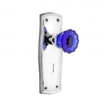 Nostalgic Warehouse 725840 - Nostalgic Warehouse Prairie Plate with Keyhole Privacy Crystal Cobalt Glass Door Knob in Bright Ch