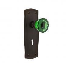 Nostalgic Warehouse 725844 - Nostalgic Warehouse Prairie Plate with Keyhole Privacy Crystal Emerald Glass Door Knob in Oil-Rubb