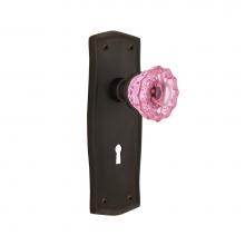 Nostalgic Warehouse 725857 - Nostalgic Warehouse Prairie Plate with Keyhole Privacy Crystal Pink Glass Door Knob in Oil-Rubbed