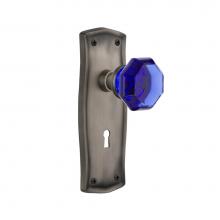 Nostalgic Warehouse 725876 - Nostalgic Warehouse Prairie Plate with Keyhole Privacy Waldorf Cobalt Door Knob in Antique Pewter