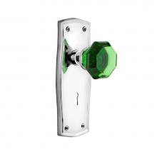 Nostalgic Warehouse 725882 - Nostalgic Warehouse Prairie Plate with Keyhole Privacy Waldorf Emerald Door Knob in Bright Chrome