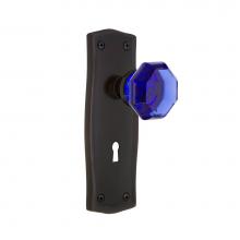 Nostalgic Warehouse 725908 - Nostalgic Warehouse Prairie Plate with Keyhole Privacy Waldorf Cobalt Door Knob in Timeless Bronze