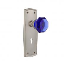 Nostalgic Warehouse 725924 - Nostalgic Warehouse Prairie Plate with Keyhole Privacy Waldorf Cobalt Door Knob in Satin Nickel