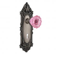 Nostalgic Warehouse 725939 - Nostalgic Warehouse Victorian Plate with Keyhole Privacy Crystal Pink Glass Door Knob in Antique P