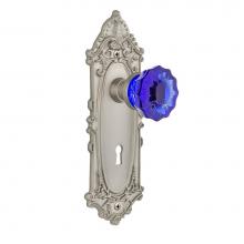 Nostalgic Warehouse 725955 - Nostalgic Warehouse Victorian Plate with Keyhole Privacy Crystal Cobalt Glass Door Knob in Satin N