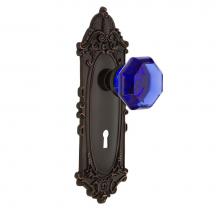 Nostalgic Warehouse 726041 - Nostalgic Warehouse Victorian Plate with Keyhole Privacy Waldorf Cobalt Door Knob in Timeless Bron