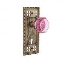 Nostalgic Warehouse 726136 - Nostalgic Warehouse Craftsman Plate Interior Mortise Waldorf Pink Door Knob in Antique Brass
