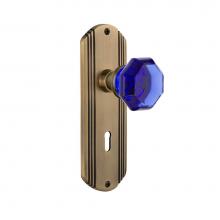 Nostalgic Warehouse 726179 - Nostalgic Warehouse Deco Plate Interior Mortise Waldorf Cobalt Door Knob in Antique Brass