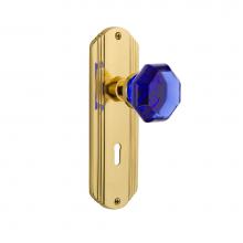 Nostalgic Warehouse 726207 - Nostalgic Warehouse Deco Plate Interior Mortise Waldorf Cobalt Door Knob in Unlaquered Brass