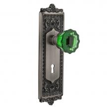 Nostalgic Warehouse 726216 - Nostalgic Warehouse Egg & Dart Plate Interior Mortise Crystal Emerald Glass Door Knob in Antiq