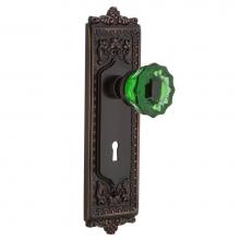 Nostalgic Warehouse 726228 - Nostalgic Warehouse Egg & Dart Plate Interior Mortise Crystal Emerald Glass Door Knob in Timel