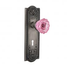 Nostalgic Warehouse 726263 - Nostalgic Warehouse Meadows Plate Interior Mortise Crystal Pink Glass Door Knob in Antique Pewter