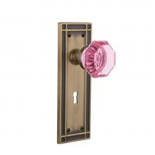 Nostalgic Warehouse 726325 - Nostalgic Warehouse Mission Plate Interior Mortise Waldorf Pink Door Knob in Antique Brass