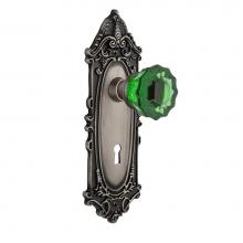 Nostalgic Warehouse 726567 - Nostalgic Warehouse Victorian Plate Interior Mortise Crystal Emerald Glass Door Knob in Antique Pe