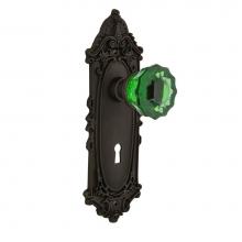 Nostalgic Warehouse 726570 - Nostalgic Warehouse Victorian Plate Interior Mortise Crystal Emerald Glass Door Knob in Oil-Rubbed