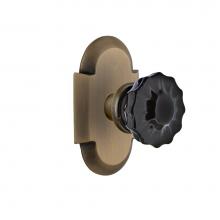 Nostalgic Warehouse 726628 - Nostalgic Warehouse Cottage Plate Passage Crystal Black Glass Door Knob in Antique Brass