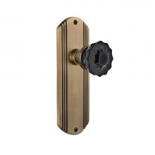Nostalgic Warehouse 726652 - Nostalgic Warehouse Deco Plate Passage Crystal Black Glass Door Knob in Antique Brass