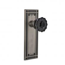 Nostalgic Warehouse 726699 - Nostalgic Warehouse Mission Plate Passage Crystal Black Glass Door Knob in Antique Pewter