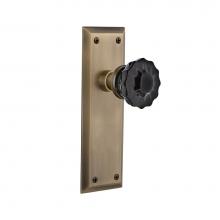Nostalgic Warehouse 726709 - Nostalgic Warehouse New York Plate Passage Crystal Black Glass Door Knob in Antique Brass