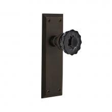 Nostalgic Warehouse 726712 - Nostalgic Warehouse New York Plate Passage Crystal Black Glass Door Knob in Oil-Rubbed Bronze