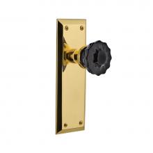 Nostalgic Warehouse 726721 - Nostalgic Warehouse New York Plate Passage Crystal Black Glass Door Knob in Unlaquered Brass