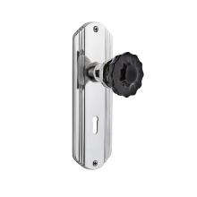 Nostalgic Warehouse 726797 - Nostalgic Warehouse Deco Plate with Keyhole Passage Crystal Black Glass Door Knob in Bright Chrome