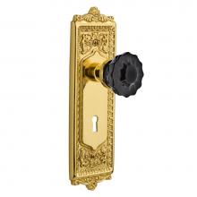 Nostalgic Warehouse 726813 - Nostalgic Warehouse Egg & Dart Plate with Keyhole Passage Crystal Black Glass Door Knob in Pol