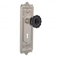 Nostalgic Warehouse 726814 - Nostalgic Warehouse Egg & Dart Plate with Keyhole Passage Crystal Black Glass Door Knob in Sat