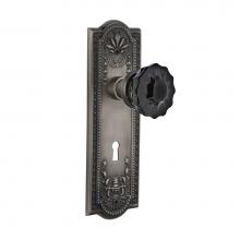 Nostalgic Warehouse 726825 - Nostalgic Warehouse Meadows Plate with Keyhole Passage Crystal Black Glass Door Knob in Antique Pe