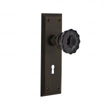 Nostalgic Warehouse 726857 - Nostalgic Warehouse New York Plate with Keyhole Passage Crystal Black Glass Door Knob in Oil-Rubbe