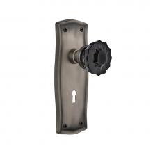 Nostalgic Warehouse 726866 - Nostalgic Warehouse Prairie Plate with Keyhole Passage Crystal Black Glass Door Knob in Antique Pe