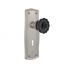 Nostalgic Warehouse 726870 - Nostalgic Warehouse Prairie Plate with Keyhole Passage Crystal Black Glass Door Knob in Satin Nick