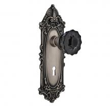Nostalgic Warehouse 726879 - Nostalgic Warehouse Victorian Plate with Keyhole Passage Crystal Black Glass Door Knob in Antique