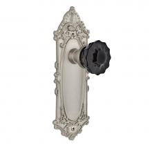 Nostalgic Warehouse 726974 - Nostalgic Warehouse Victorian Plate Single Dummy Crystal Black Glass Door Knob in Satin Nickel