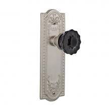 Nostalgic Warehouse 727071 - Nostalgic Warehouse Meadows Plate Double Dummy Crystal Black Glass Door Knob in Satin Nickel