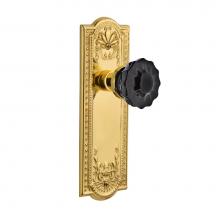 Nostalgic Warehouse 727073 - Nostalgic Warehouse Meadows Plate Double Dummy Crystal Black Glass Door Knob in Unlaquered Brass