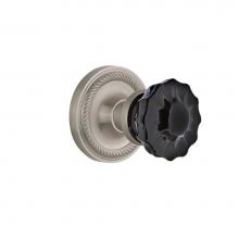 Nostalgic Warehouse 727100 - Nostalgic Warehouse Rope Rosette Double Dummy Crystal Black Glass Door Knob in Satin Nickel