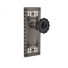Nostalgic Warehouse 727205 - Nostalgic Warehouse Craftsman Plate Privacy Crystal Black Glass Door Knob in Antique Pewter